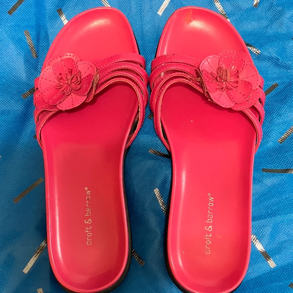 Croft & Barrow Fuchsia Slide Sandals with Floral Detail
